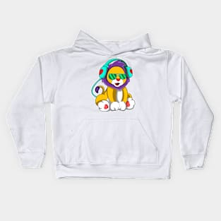 Lion - Music with Headphone Kids Hoodie